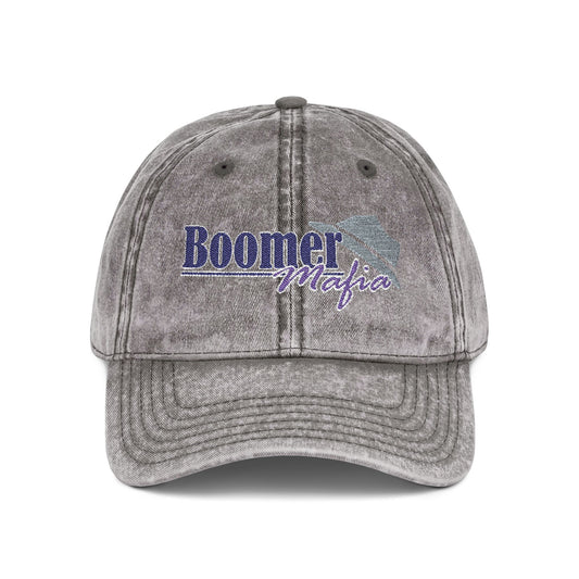 Vintage Embroidered Trucker Cap — "Boomer" American Flag Design