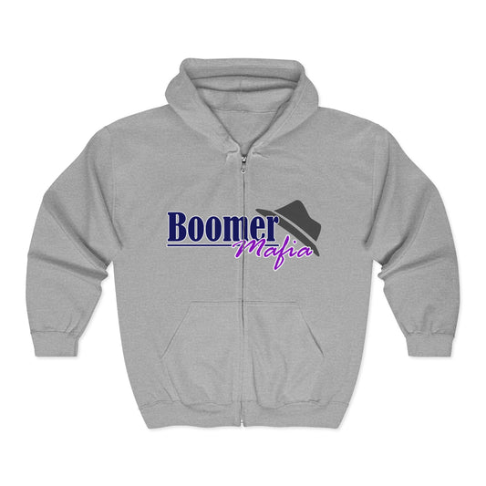 Boomer Mafia Zip Hoodie – Retro Script Full-Zip Sweatshirt