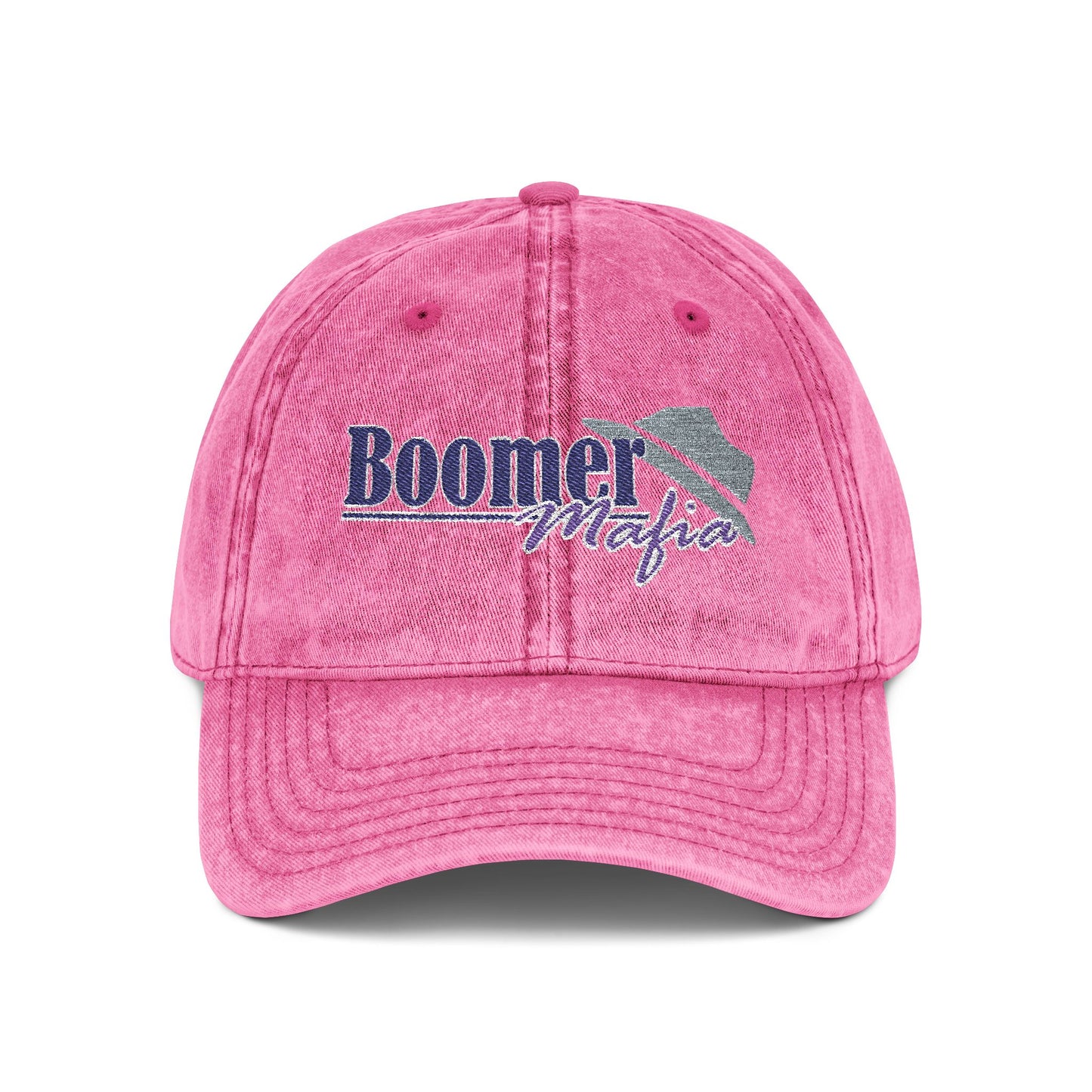 Vintage Embroidered Trucker Cap — "Boomer" American Flag Design