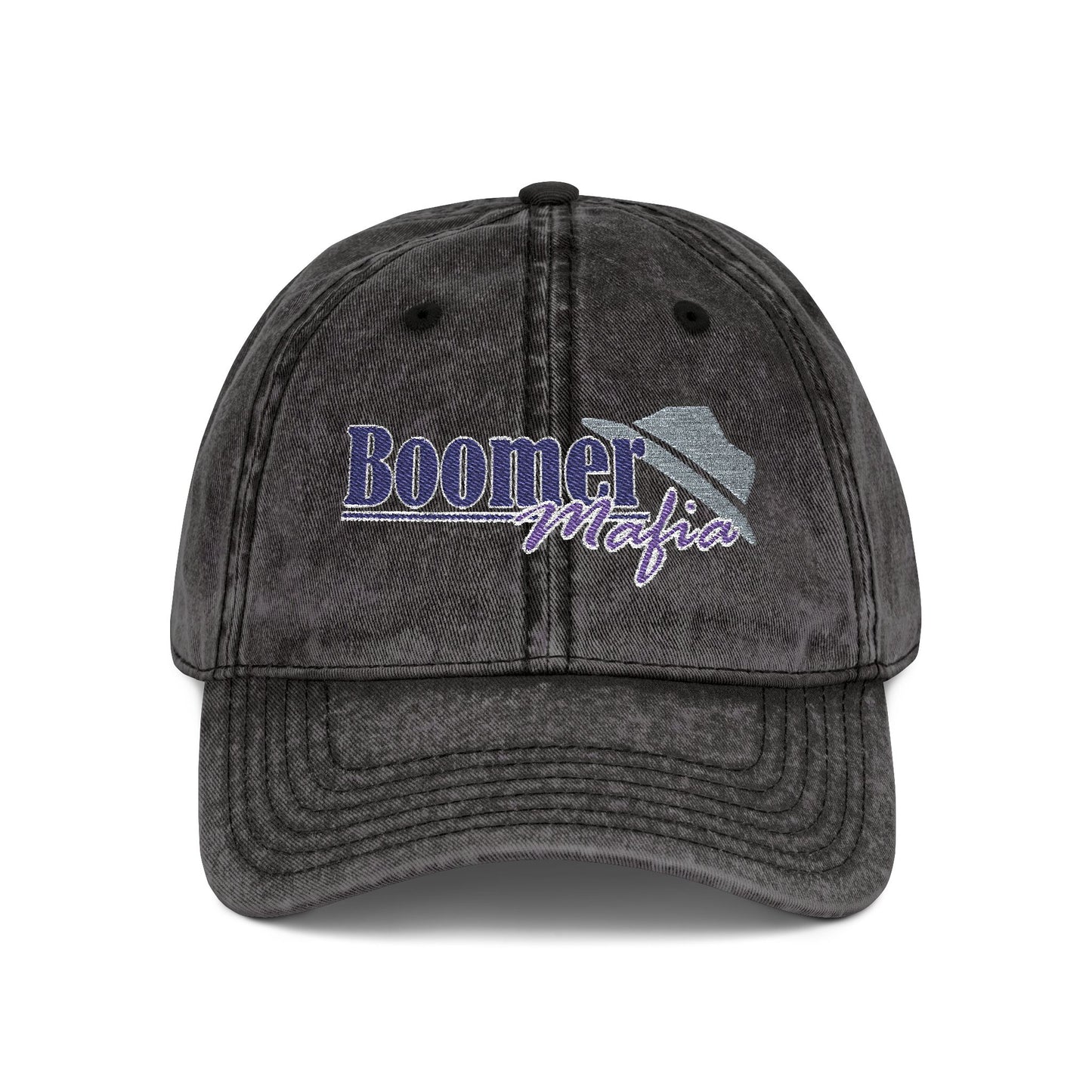 Vintage Embroidered Trucker Cap — "Boomer" American Flag Design