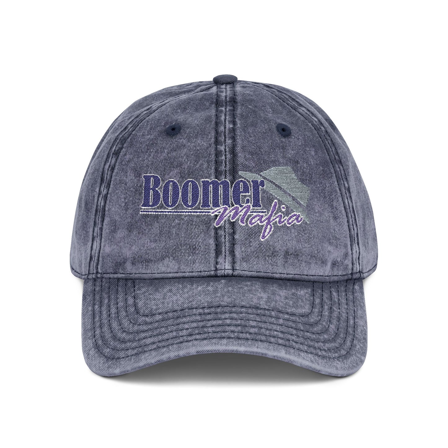 Vintage Embroidered Trucker Cap — "Boomer" American Flag Design