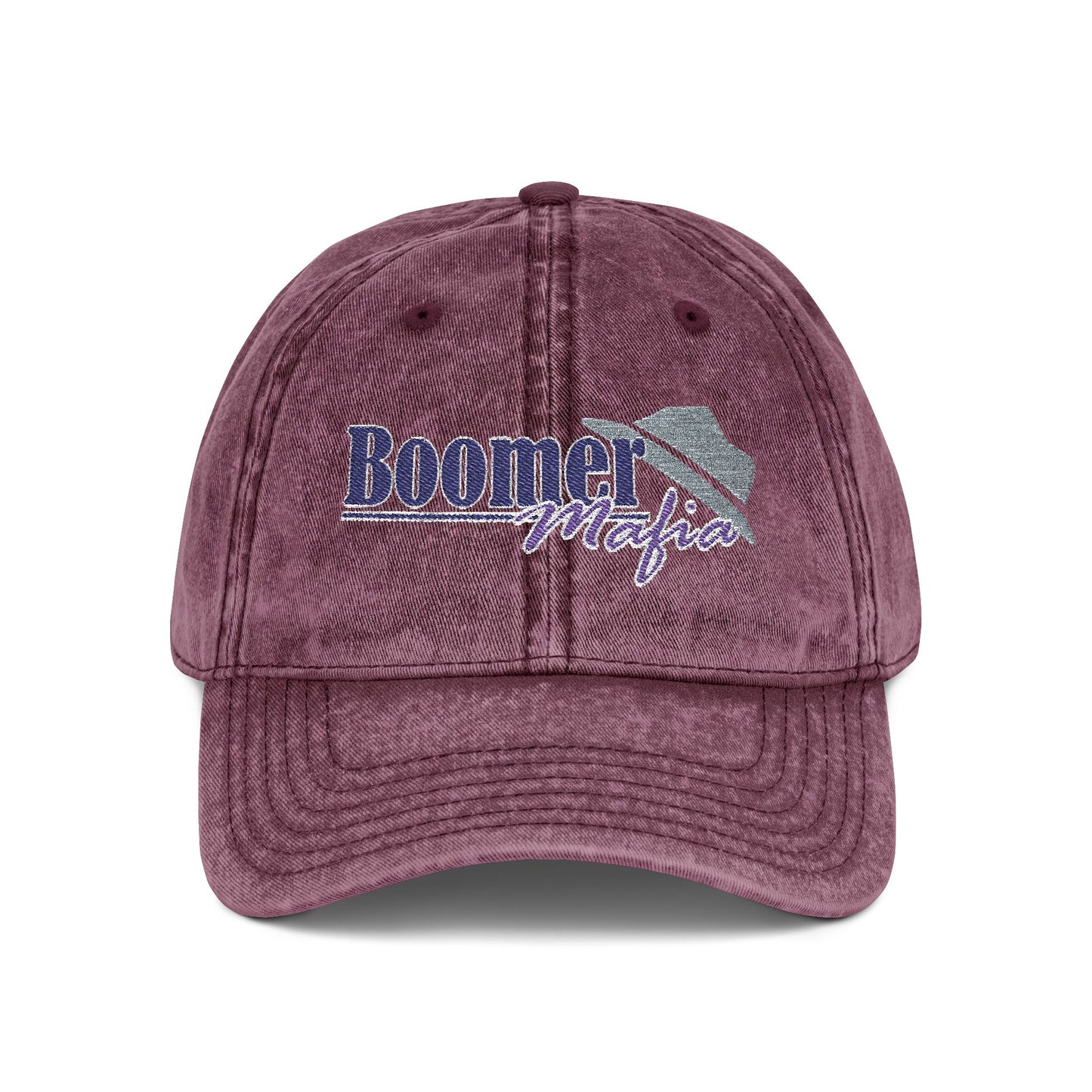 Vintage Embroidered Trucker Cap — "Boomer" American Flag Design
