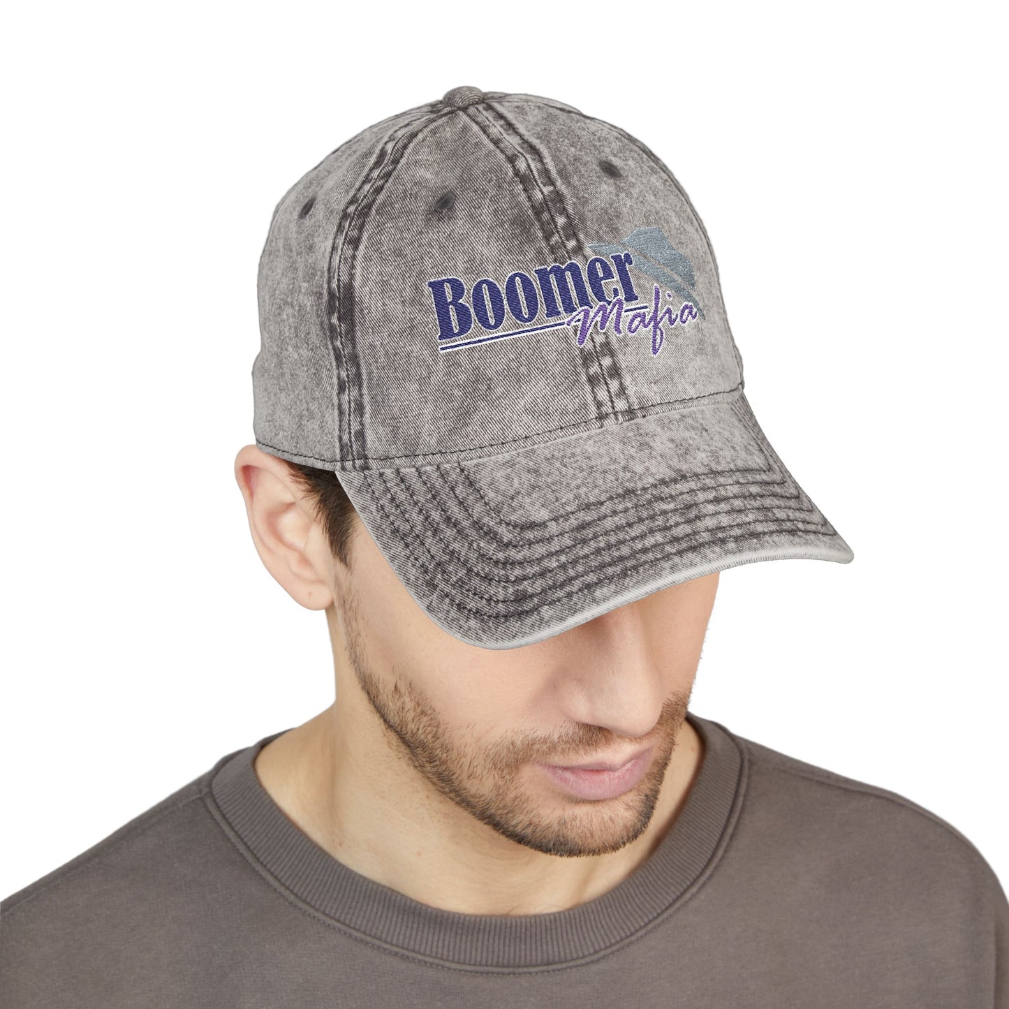 Vintage Embroidered Trucker Cap — "Boomer" American Flag Design