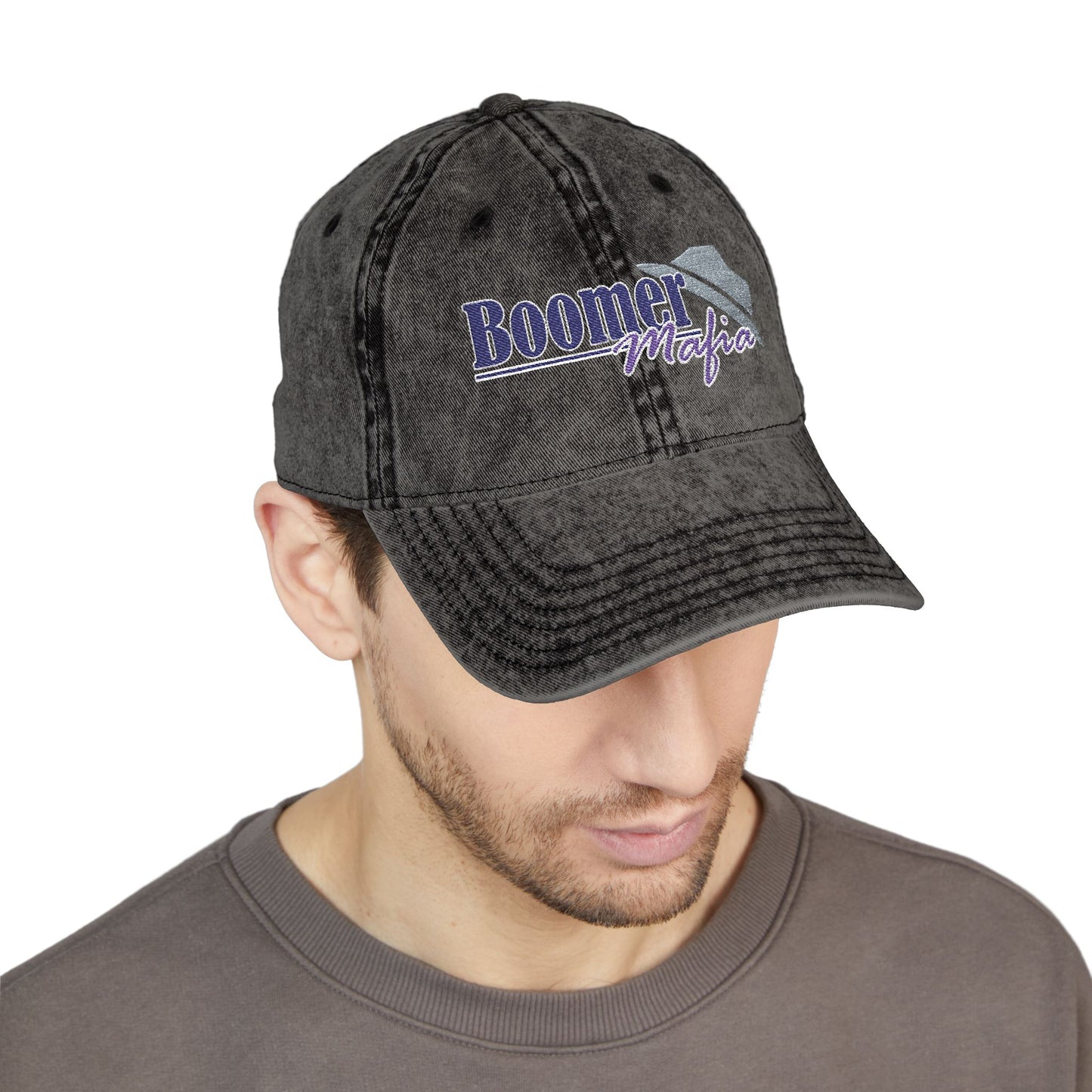 Vintage Embroidered Trucker Cap — "Boomer" American Flag Design