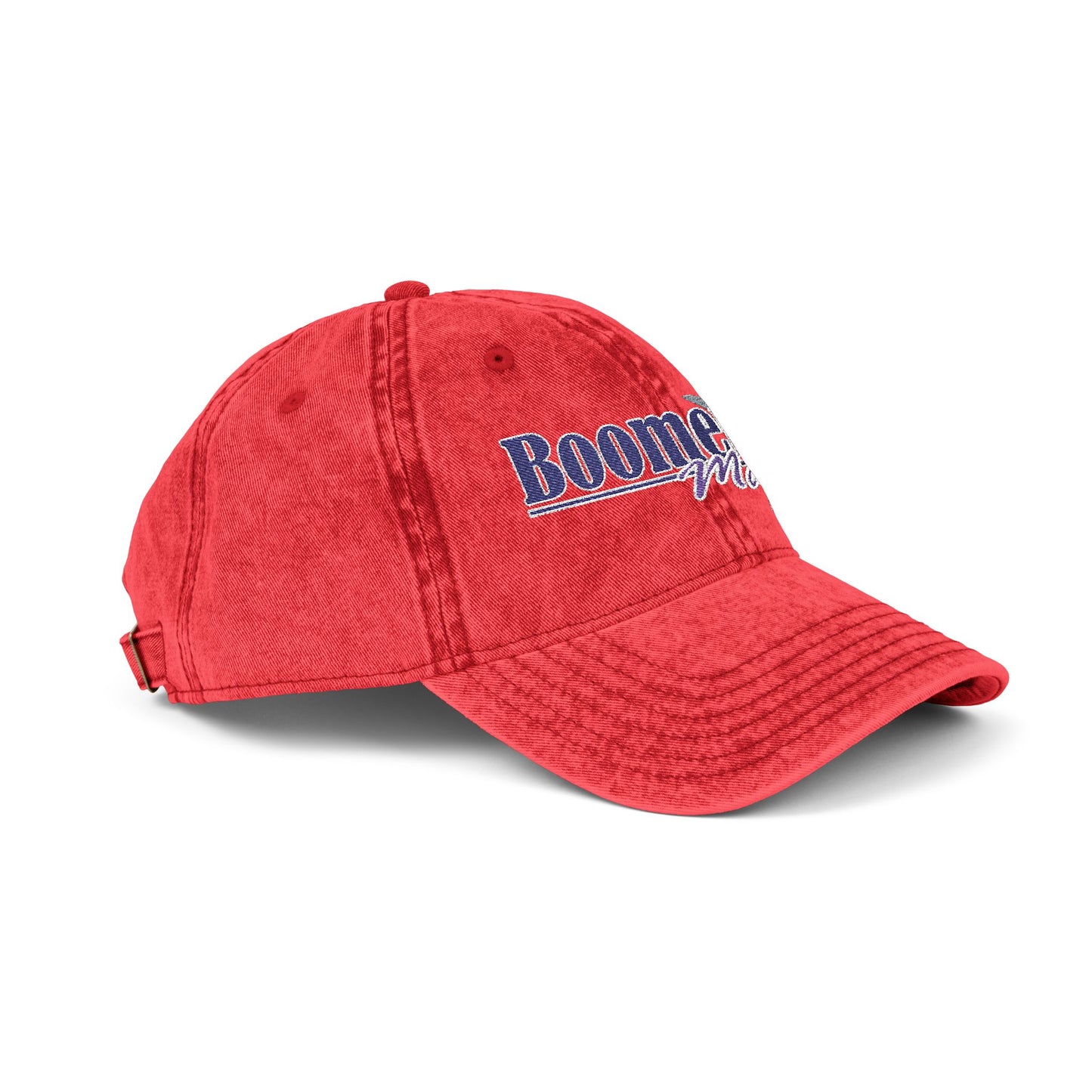Vintage Embroidered Trucker Cap — "Boomer" American Flag Design
