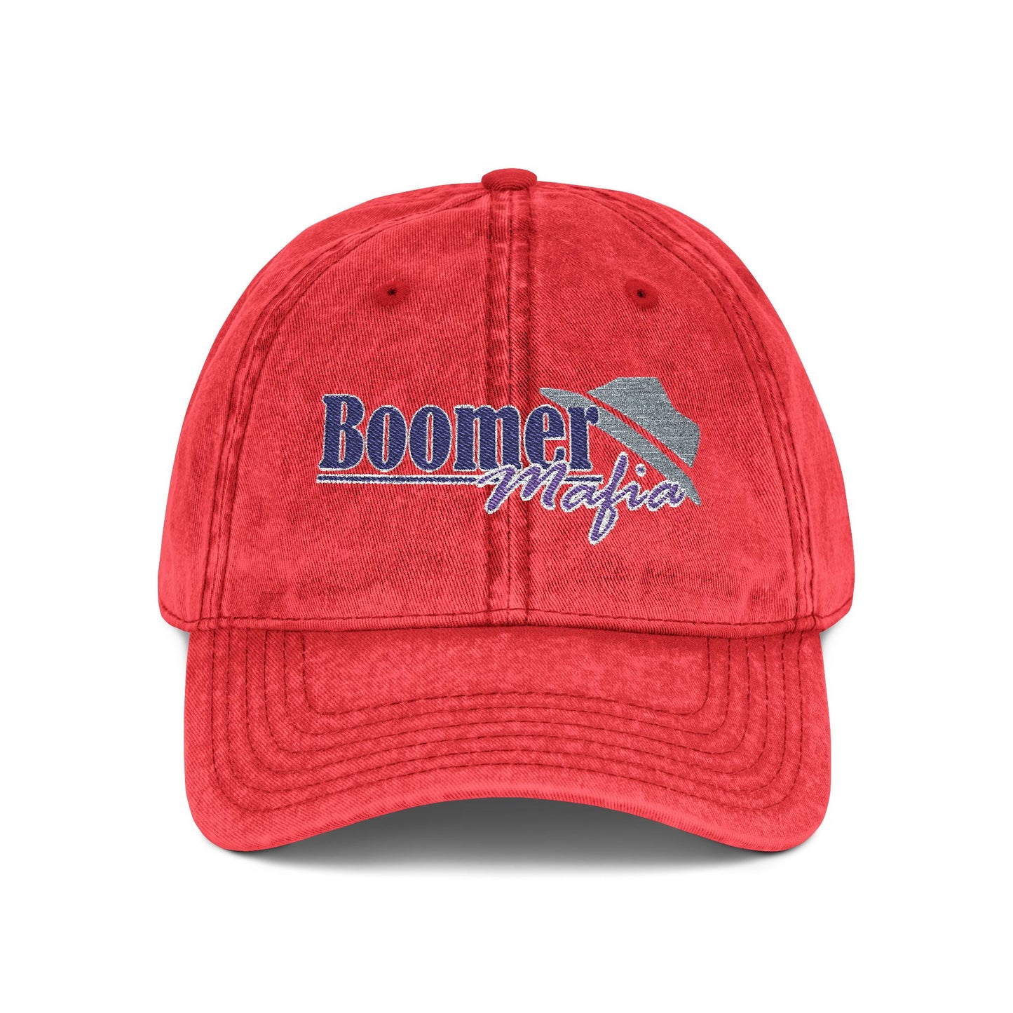 Vintage Embroidered Trucker Cap — "Boomer" American Flag Design