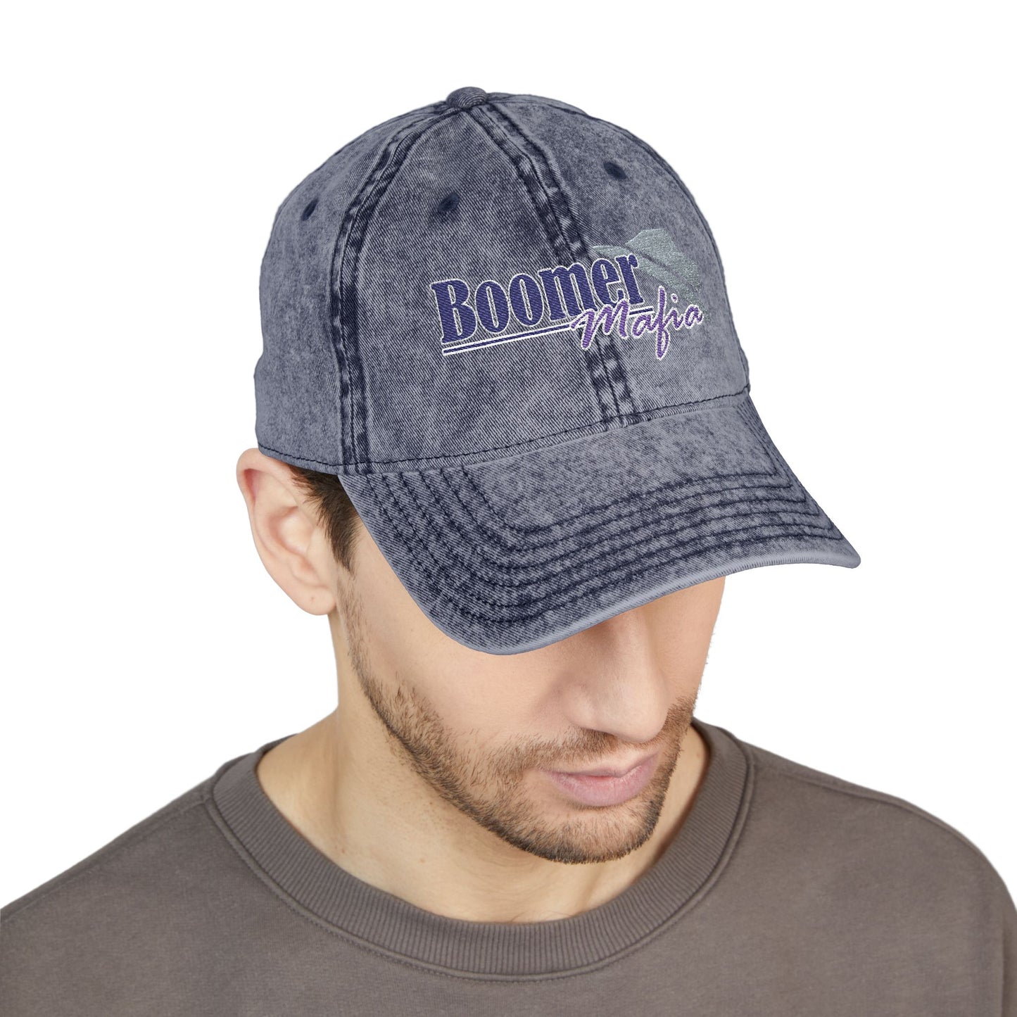 Vintage Embroidered Trucker Cap — "Boomer" American Flag Design